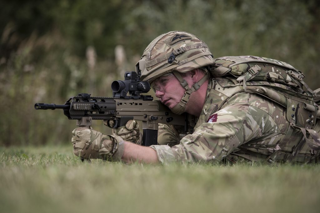 A soldier from 2nd Battalion The Parachute regiment wearing his own Airborne configuration of Virtus.